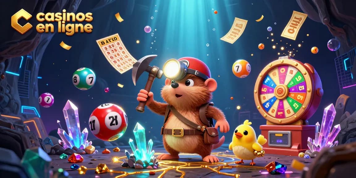 Image illustrant des casinos en ligne avec un taupe fouillant des trésors et des éléments ludiques