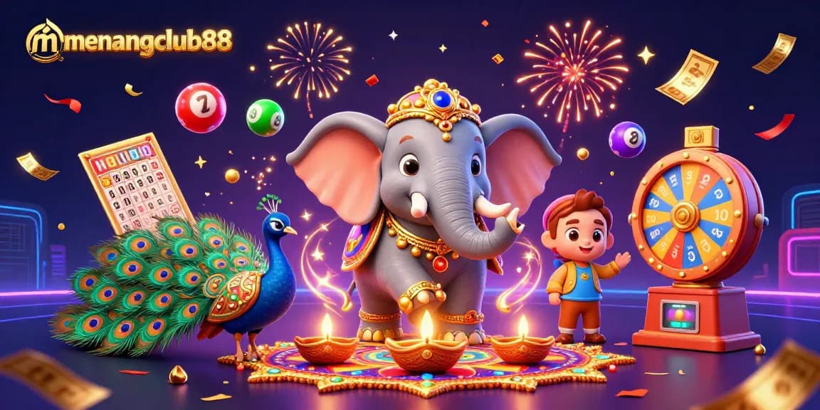 Experience thrilling gaming with MENANGCLUB88 in this vibrant celebration scene.