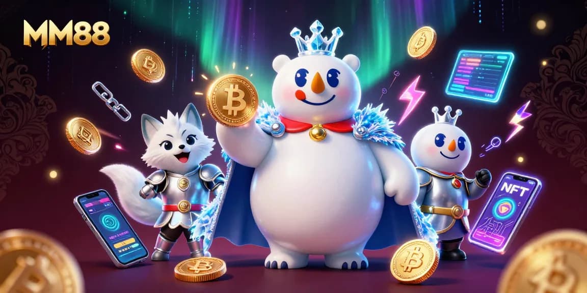 Experience thrilling gameplay with MM88 at a vibrant 3D casino, packed with cryptocurrencies and festive elements.
