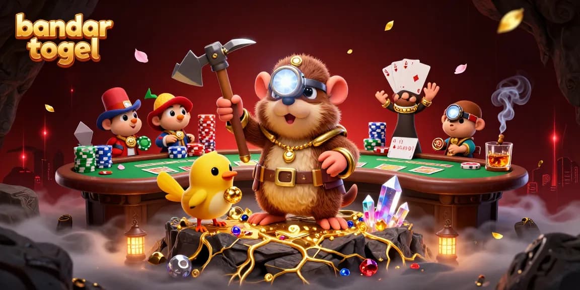 Experience thrilling gameplay like bandar togel with treasures in a vibrant casino scene.