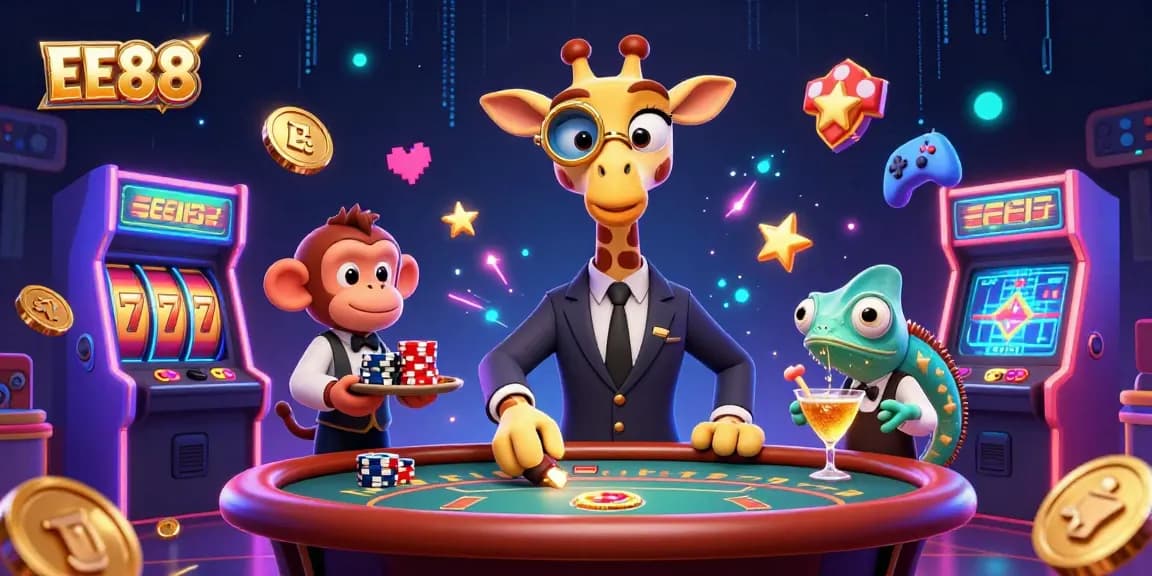 Experience winning moments at EE88, featuring a high-roller giraffe and vibrant gaming elements.