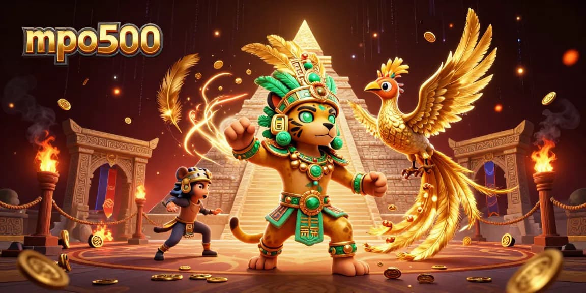 Engage in excitement with mpo500's dynamic casino scene featuring powerful characters and vibrant gaming elements.