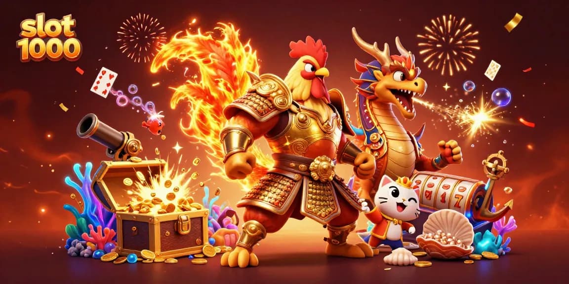 Mengelola slot 1000 dengan strategi nyata saat bermain sambil dikelilingi simbol permainan menarik.