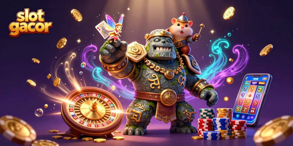Menangkan slot gacor dengan simbol keberuntungan dan karakter ajaib dalam suasana kasino yang berkilau.