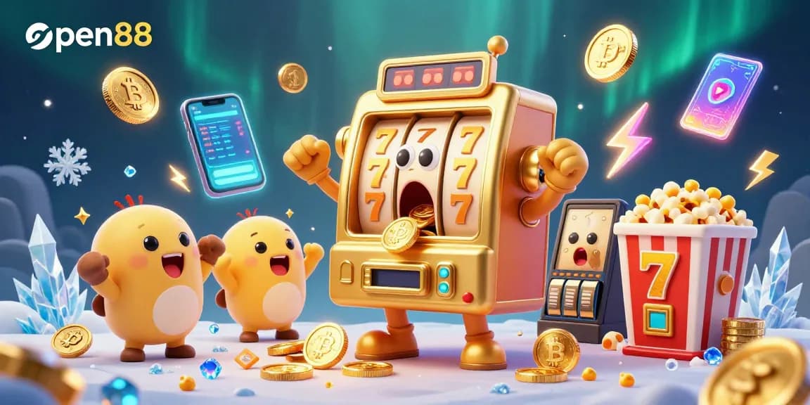 Win jackpots with open88's vibrant slot machines and crypto rewards in a dynamic casino scene.