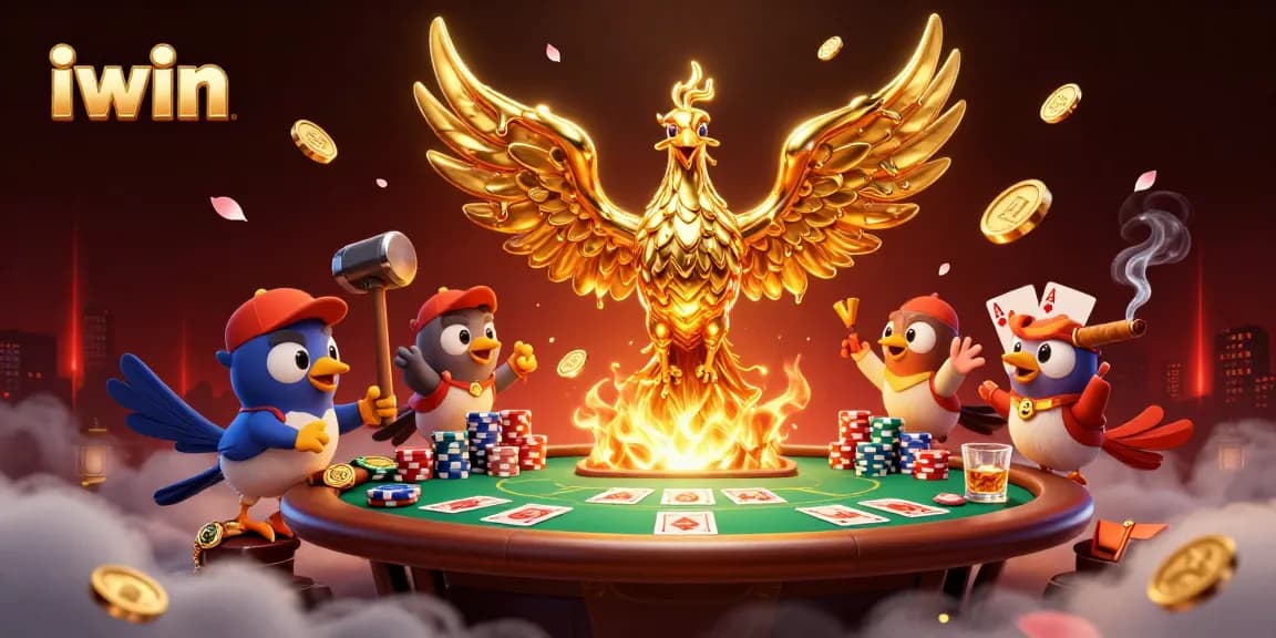 Experience the excitement with iwin as molten gold transforms and poker elements create a dynamic casino scene.
