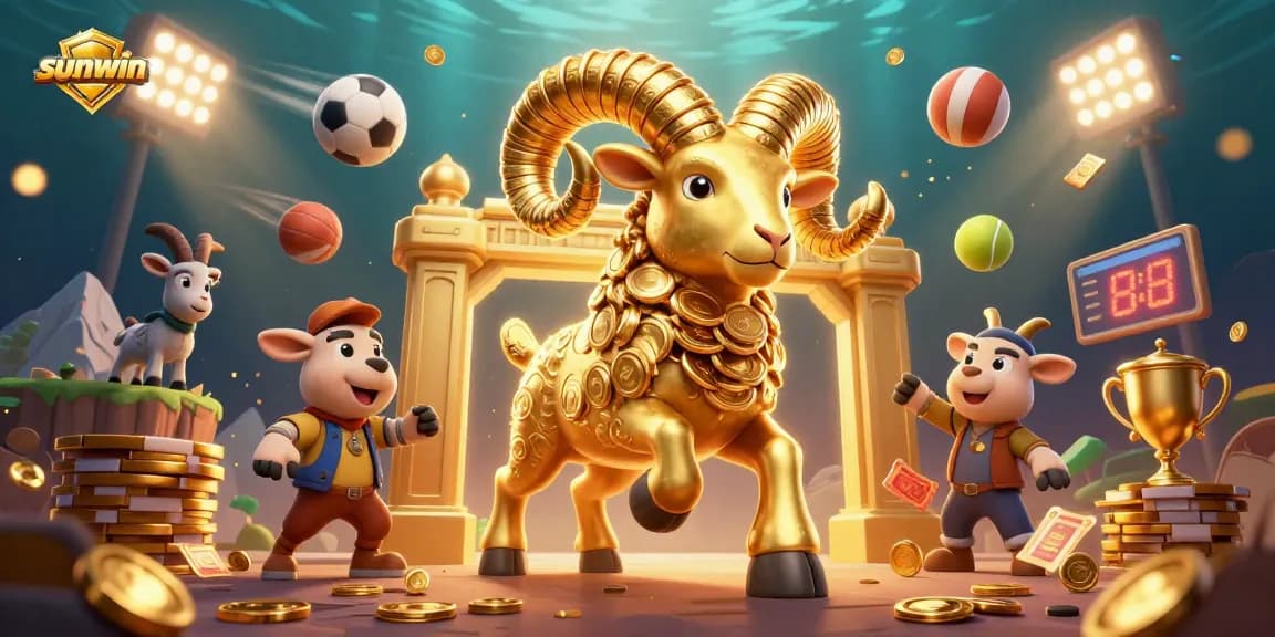 Experience the thrill of sunwin with engaging sports betting and gaming action in vibrant 3D illustration.