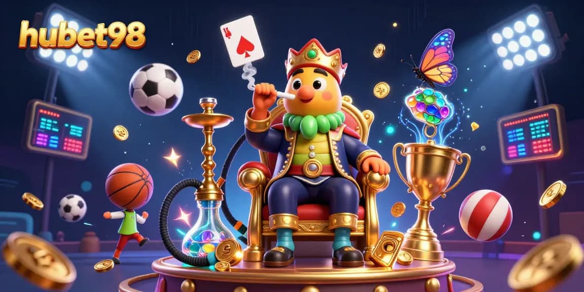 Experience thrilling moments at hubet98 with our vibrant 3D casino illustration featuring dynamic game elements.