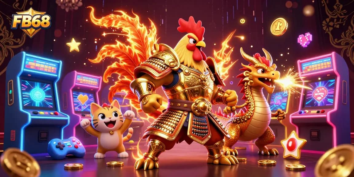 Engage with exciting gambling adventures at FB68 featuring vibrant characters and casino-themed elements.