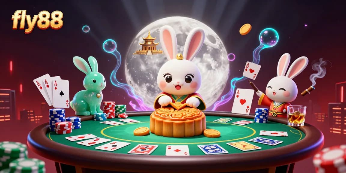 fly88 invites players to enjoy thrilling poker action with a lively moon rabbit theme.