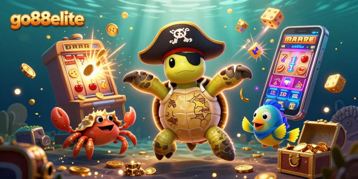 Experience the excitement of go88elite with vibrant casino graphics, showcasing thrilling games and characters.