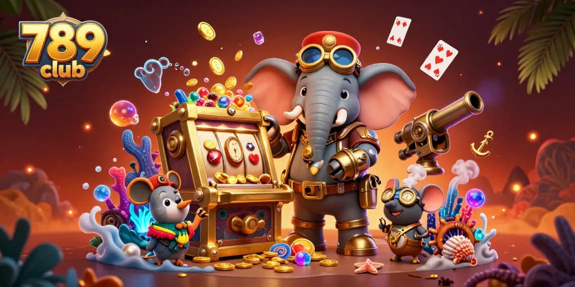 Win at 789 club with an enchanting view of a steampunk elephant operating a golden slot machine