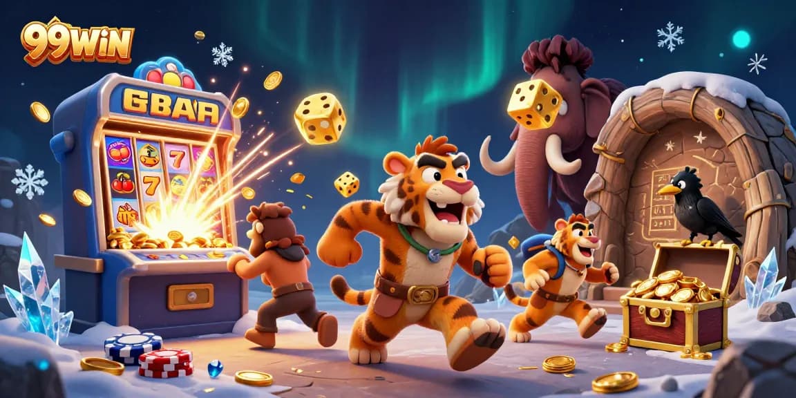 Experience thrilling gaming at 99WIN with a vibrant 3D casino scene featuring excitement and jackpots.