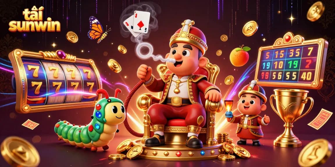 Play tải sunwin with thrilling slot reels and golden coins in an enchanting 3D illustration.