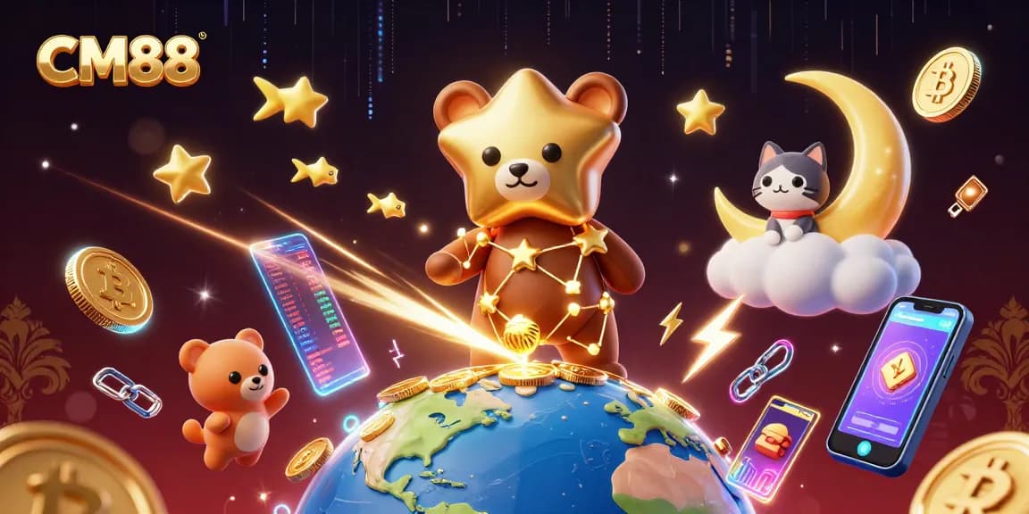 Experience thrilling wins at CM88 with an enchanting gaming scene full of vibrant coins and mystical characters.