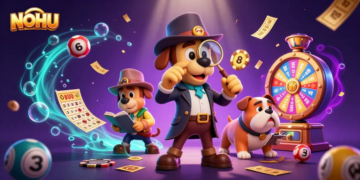 Engage in thrilling gambling at NOHU with a detective duo uncovering casino treasures amidst vibrant game elements.