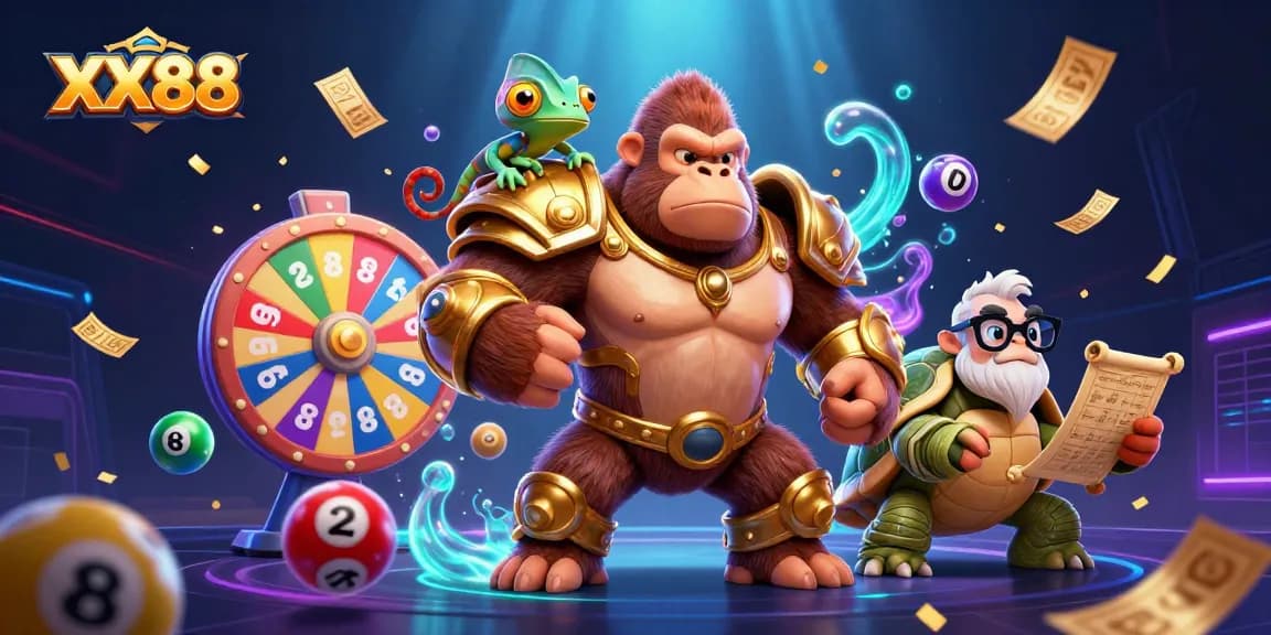 Experience thrilling gameplay at XX88 with lively casino-themed characters and vibrant game elements.