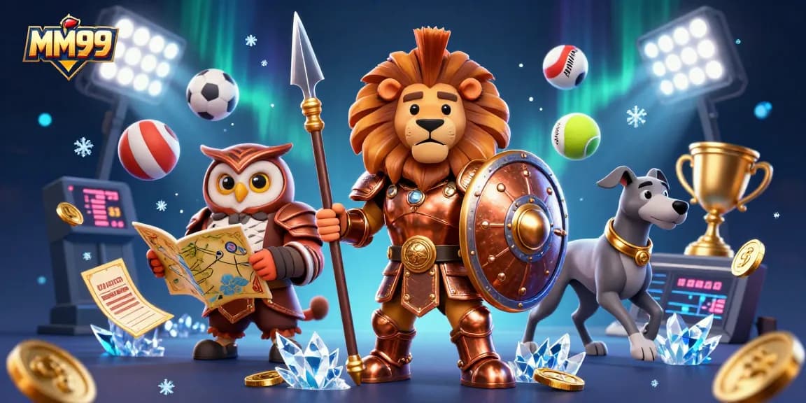 Engage in thrilling sports betting action at MM99 with captivating characters and dynamic game elements.