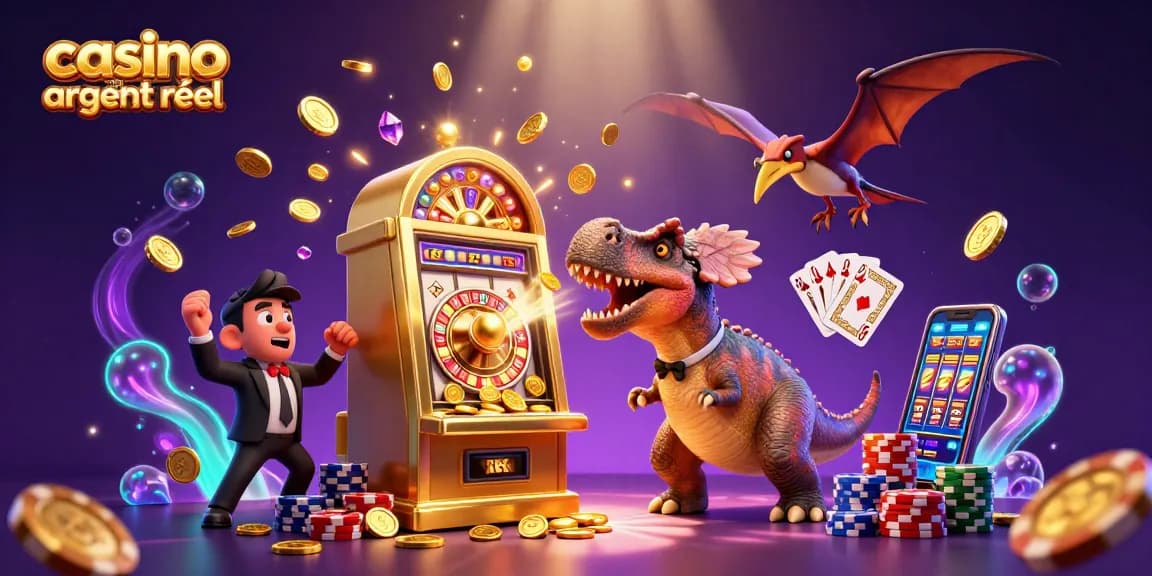 Jouer au casino en ligne argent réel avec un pachycéphalosaure et des pièces dorées qui tombent.