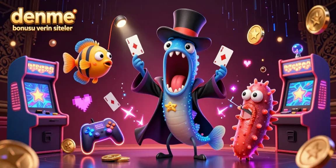 Engaging casino scene showcasing deneme bonusu veren siteler with vibrant characters performing tricks amidst game elements.