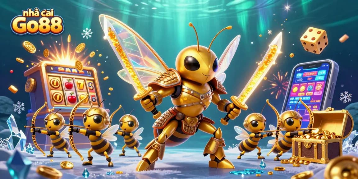Engage with nhà cái Go88's vibrant casino world through a 3D illustration showcasing exciting gaming elements.