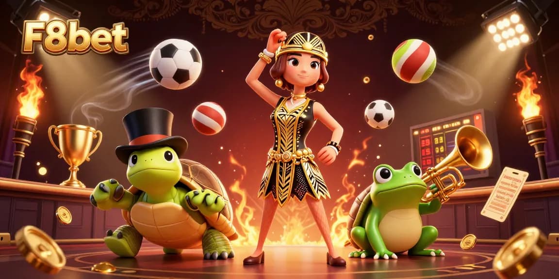 Bet on F8bet with a vibrant 3D illustration showcasing exciting casino elements, capturing the thrill of gambling.