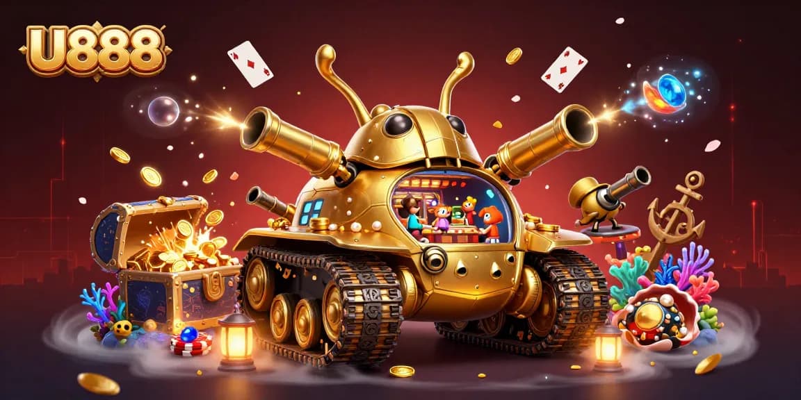 U888's thrilling gaming experience inside a massive golden tank casino brimming with excitement.
