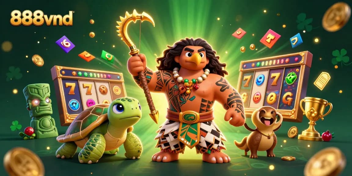 Engage with thrilling games on 888vnd, showcasing a vibrant 3D casino scene full of excitement.