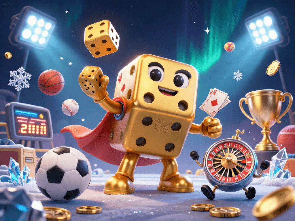 SA88 showcases a dynamic casino scene with a golden dice golem and exciting sports elements, promoting thrilling online gaming.