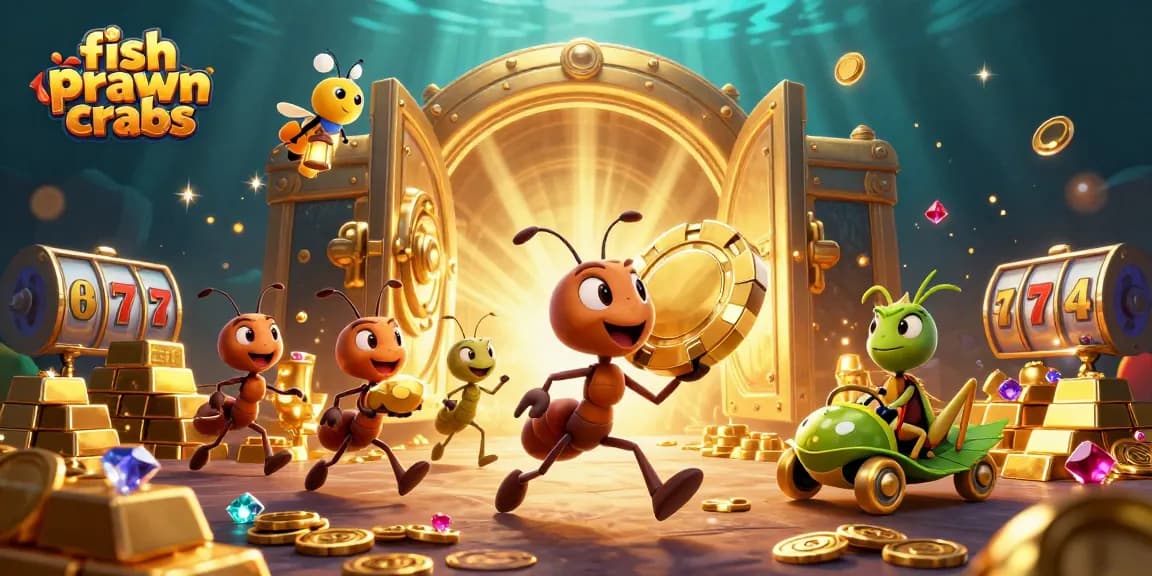 Join the adventurous fishprawncrabs team of ants in a thrilling slot heist!