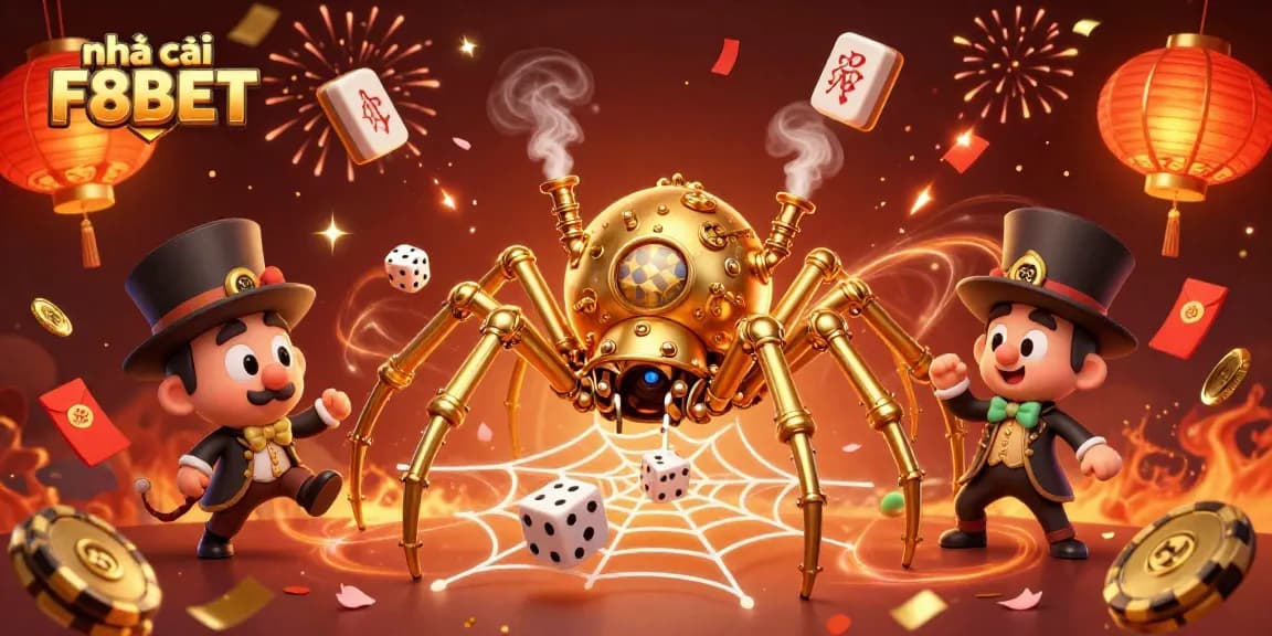 Engage with nhà cái F8BET while enjoying a vibrant 3D casino-themed illustration featuring steampunk elements.