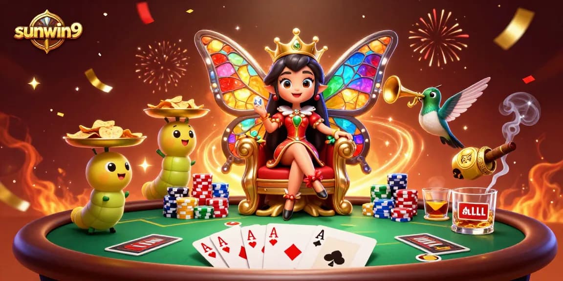 Join the excitement with sunwin9's animated casino scene featuring vibrant poker elements.