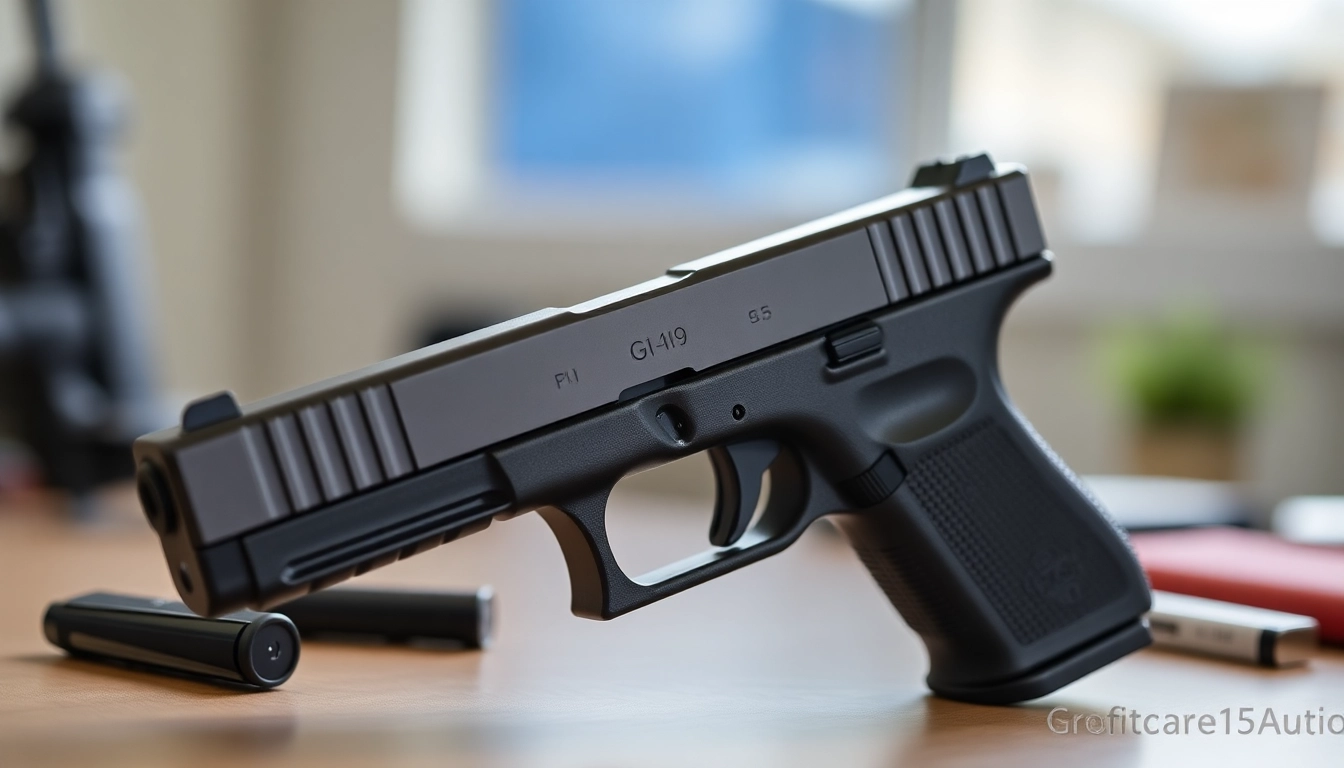 Showcase glock 19 slide oem highlighting its precision design and craftsmanship in a professional setting.