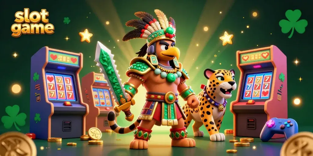 Spin the slot game reels with lively Aztec characters and vibrant game elements.