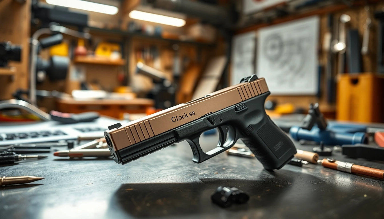 Examine a glock slide showcasing detailed craftsmanship and precision engineering.