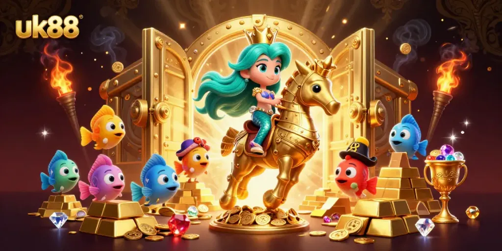 Engage with uk88 by spinning slots in a whimsical underwater casino realm featuring treasures and mermaid adventures.