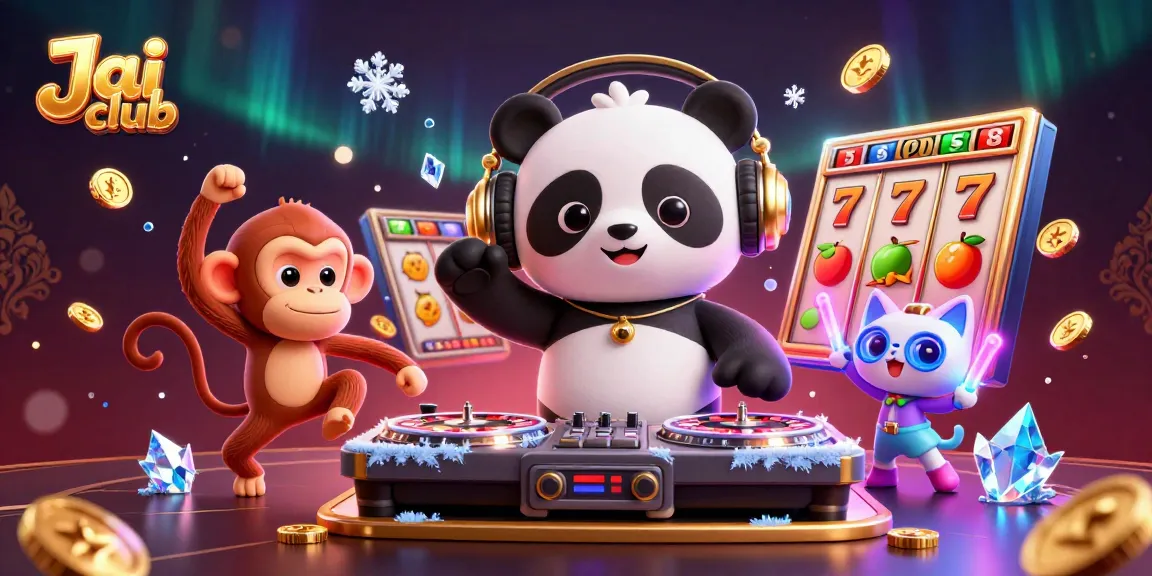 Play exciting games at Jai club with engaging visuals featuring a DJ panda and vibrant animations.