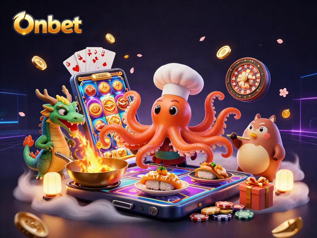 Play thrilling games at Onbet with cartoon characters and dynamic casino visuals.