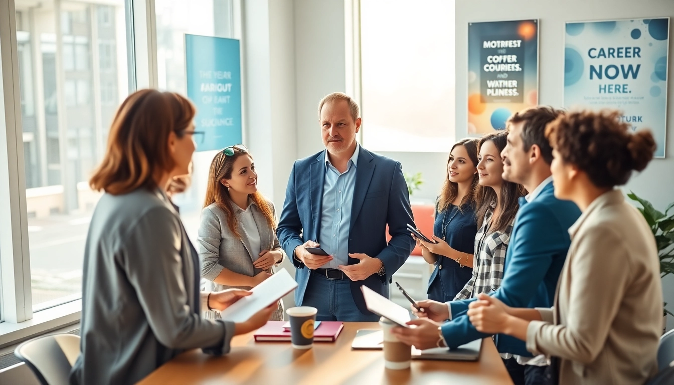 Engaging group discussion during a career coaching session, promoting valuable insights.