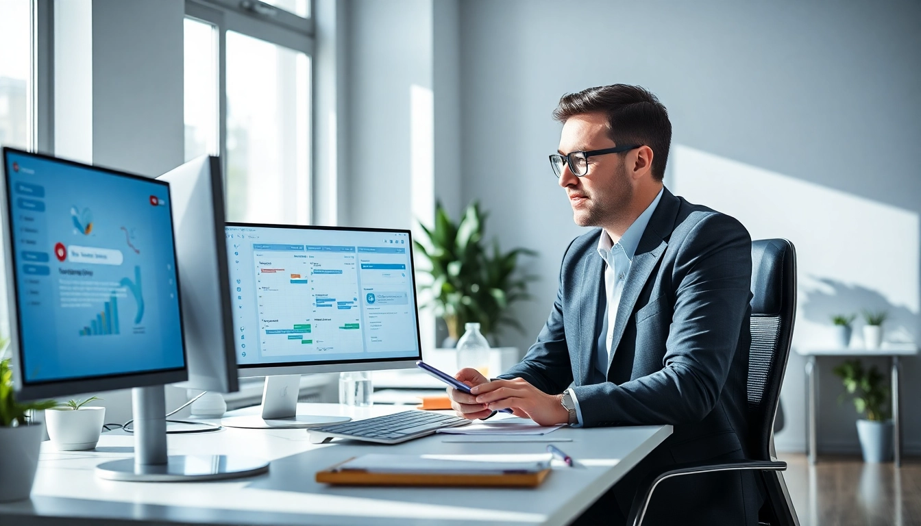 Engaging executive assistant alternative AI optimizing schedules and tasks in a modern office.