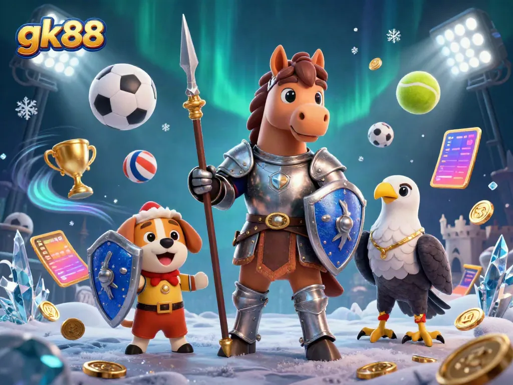 Experience thrilling sports betting adventures with gk88 in a richly illustrated casino scene.