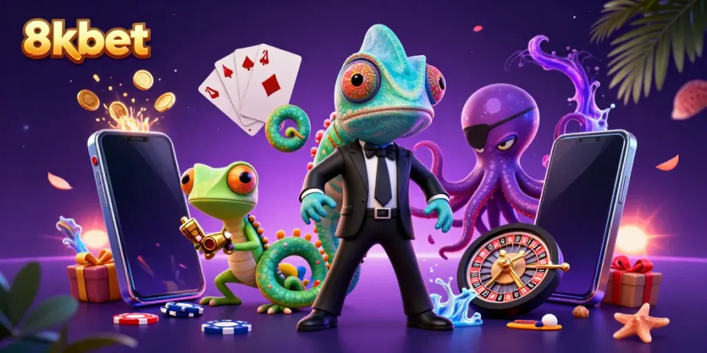 Experience thrilling casino entertainment with 8xbet featuring colorful slot games and dynamic characters.