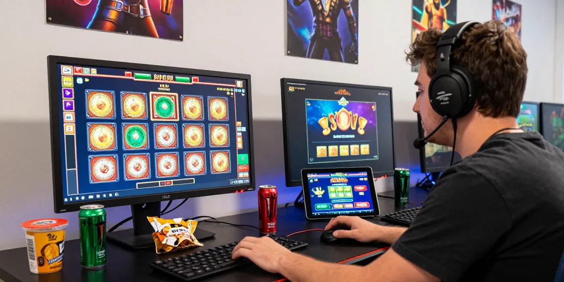 Engaged gamer experiencing slot deposit qris 5k gameplay in vibrant setup.