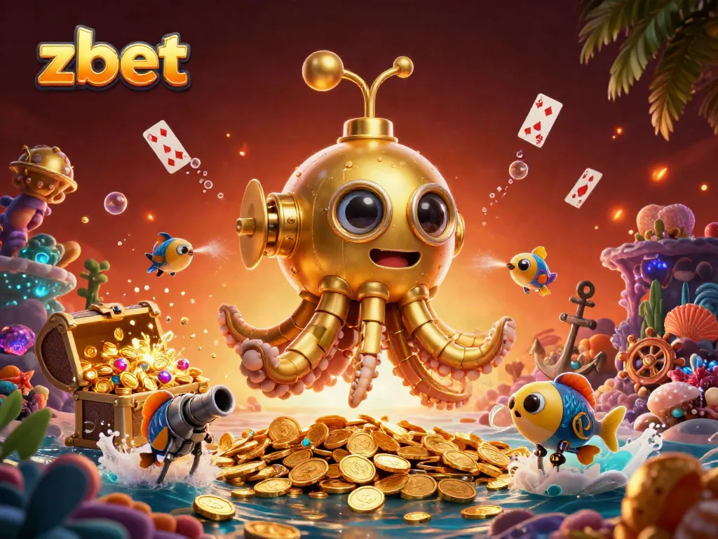 Experience thrilling gameplay with zbet in this dynamic underwater 3D scene filled with treasures.