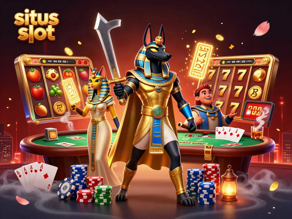 Rasakan keseruan bermain situs slot dengan Anubis dan Bastet di mesin slot berkilauan.