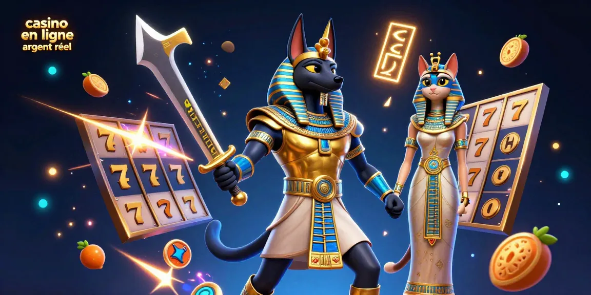 Jouez à des jeux de casino en ligne argent réel avec l'illustration dynamique de fonctionnalités animées.