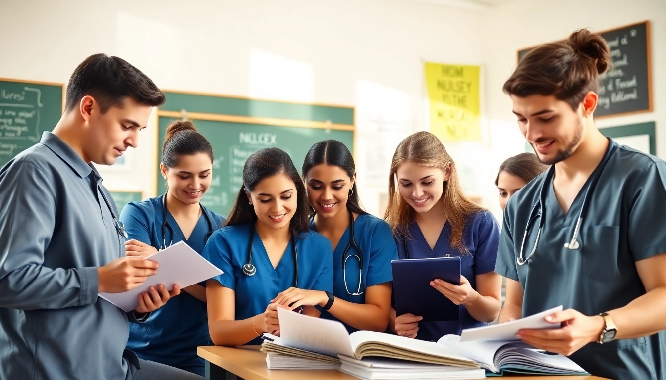 Engaged students at a Houston Trusted Nclex review center collaborating over study materials.