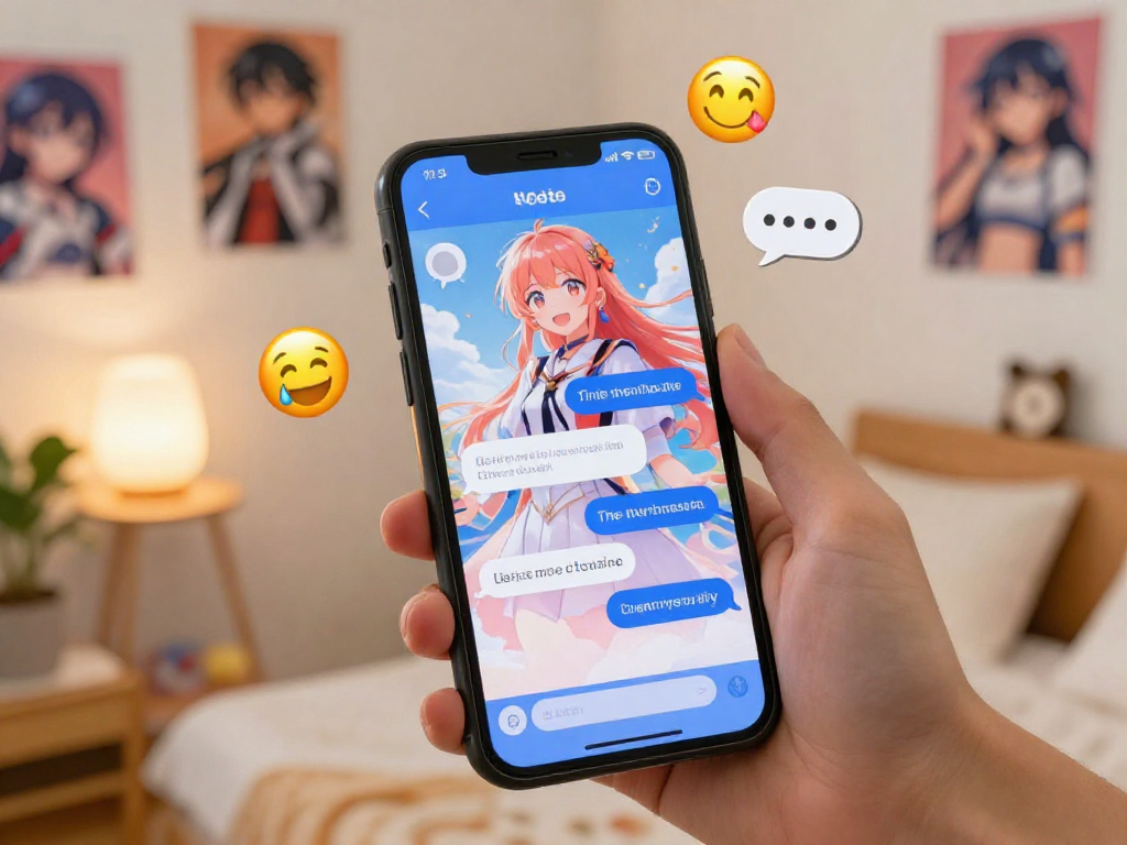 Engaging hentai AI chat interaction with vibrant characters in a cozy digital chat space.