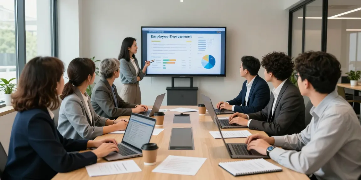 HR professionals collaborating on human resources strategy in a modern office.