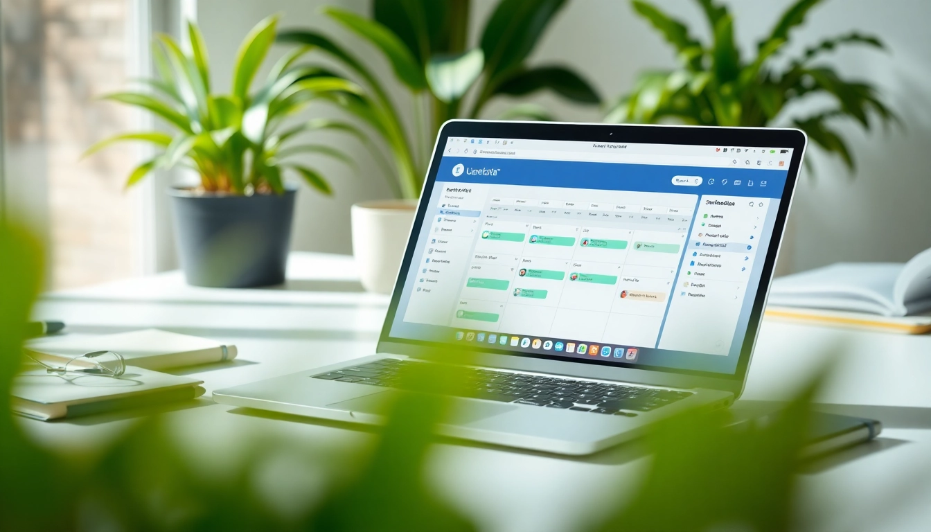 Illustration of Calendly alternative AI interface in a modern office setup.